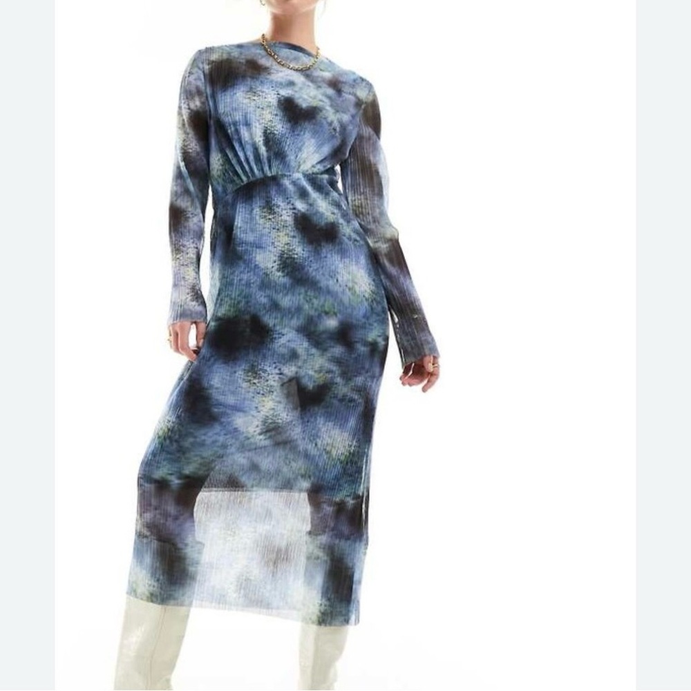 & Other Stories PLEATED MIDI Long Sleeve Dress